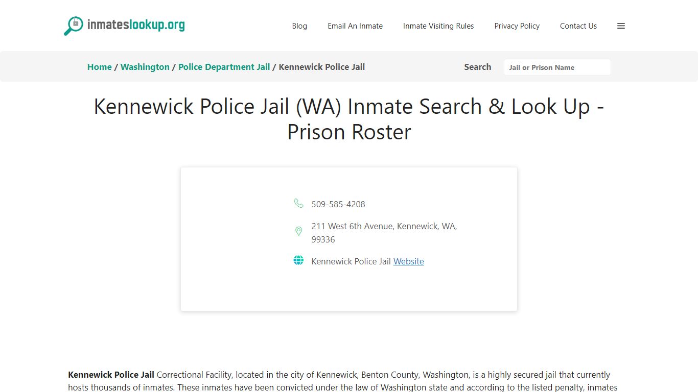 Kennewick Police Jail (WA) Inmate Search & Look Up - Prison Roster