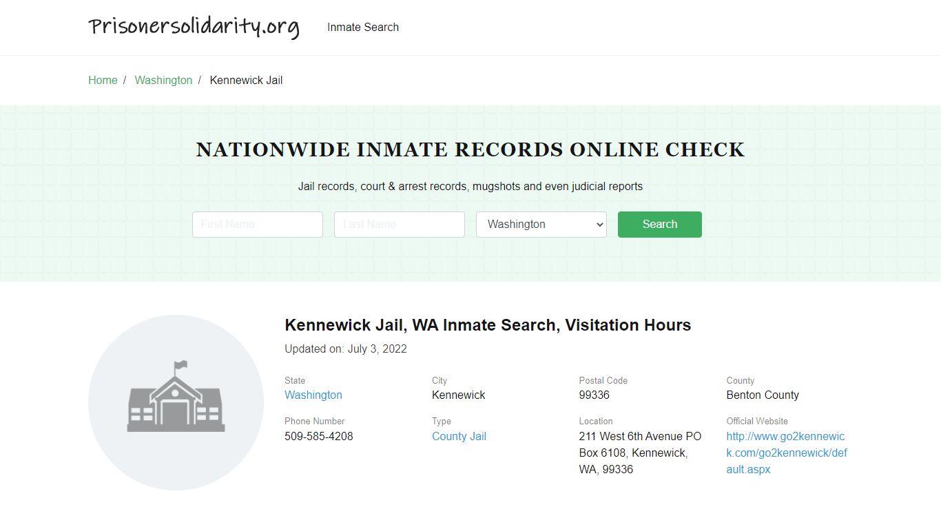 Kennewick Jail, WA Inmate Search, Visitation Hours - Prisoner Solidarity